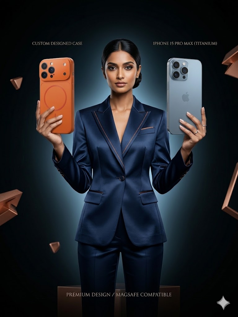 Luxury Orange Magnetic Case for iPhone 15 Pro Max – Convert to iPhone 17 Pro Max Look | Shockproof, Anti-Fingerprint, Wireless Charging Compatible, Full Protection Cover