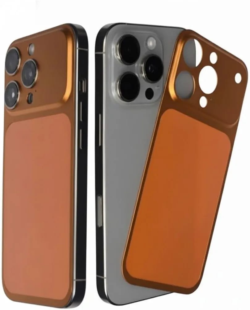 Luxury Orange Transformation Back Case Cover for iPhone 14 Pro Max – Convert to iPhone 17 Pro Max Look | Wireless Charging Support | Anti-Fingerprint | Shockproof Full Protection