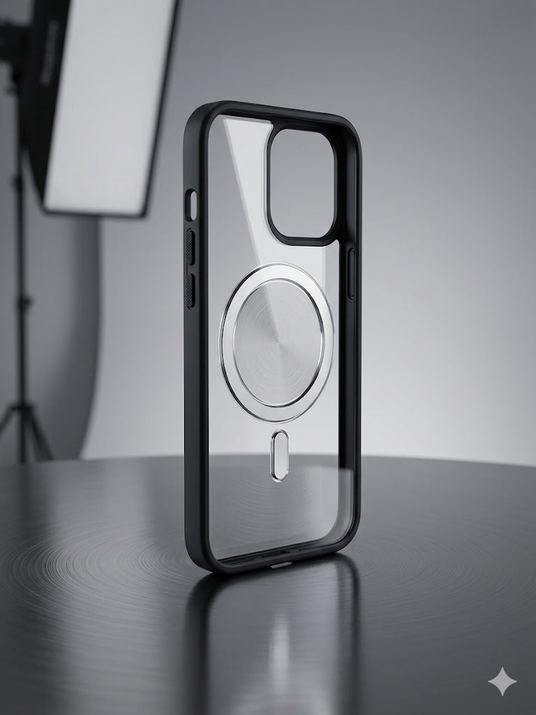 Premium Transparent Black Shockproof Back Cover for iPhone 16 Pro Max | Crystal Clear Anti-Yellow Case | Wireless Charging Support | Fingerprint Resistant | Full Body Camera Protection