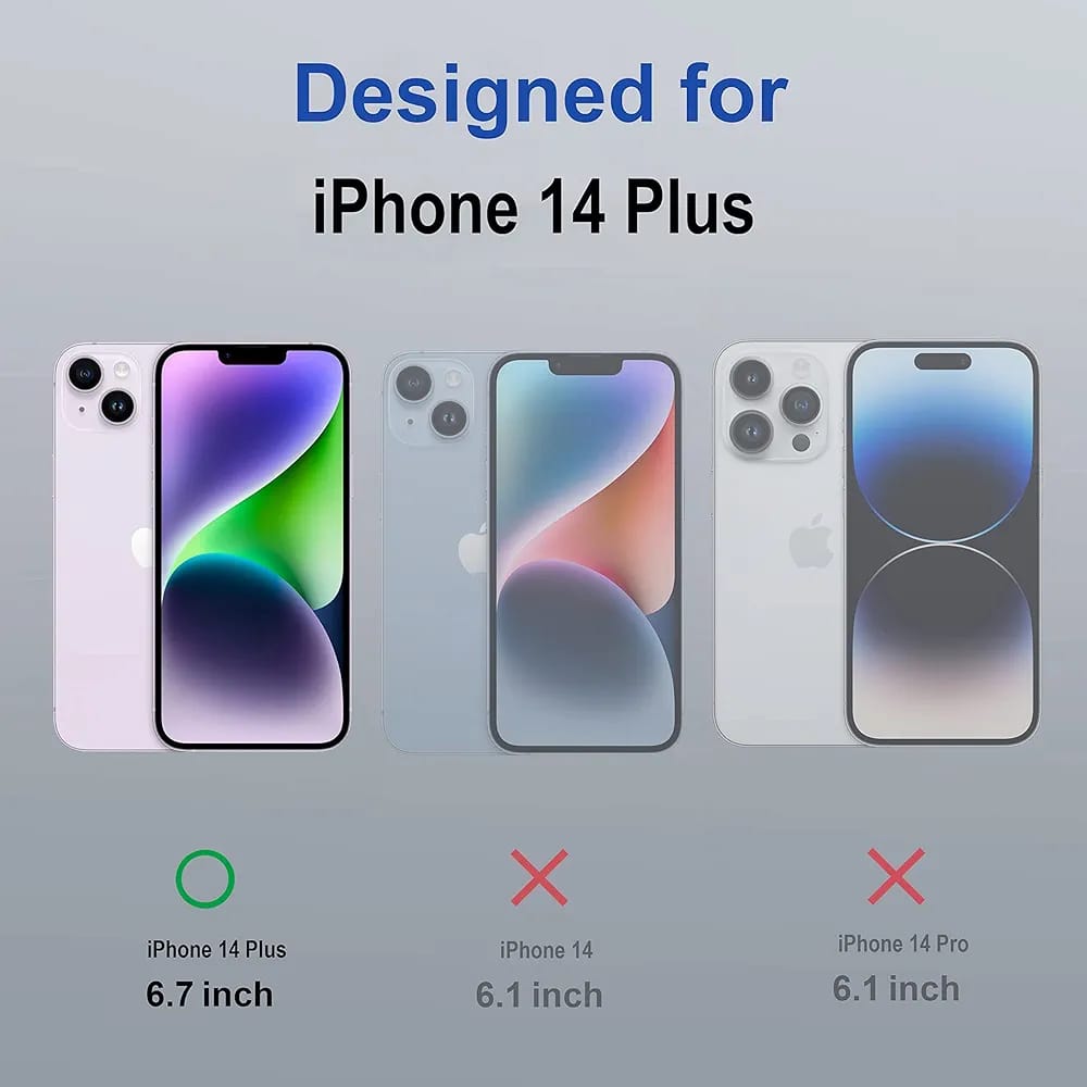 Premium Transparent Black Back Cover for iPhone 14 Plus | Shockproof Protective Case | Anti-Yellowing Crystal Clear Design | Camera Protection | Wireless Charging Support