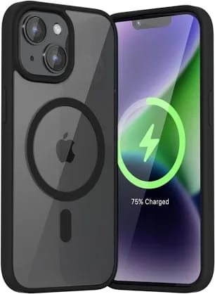 Luxury Transparent Black Case for iPhone 14 | Crystal Clear Shockproof Back Cover | Anti-Yellowing Slim Fit Protective Case | Wireless Charging Support | Camera Protection | Premium TPU Bumper Case