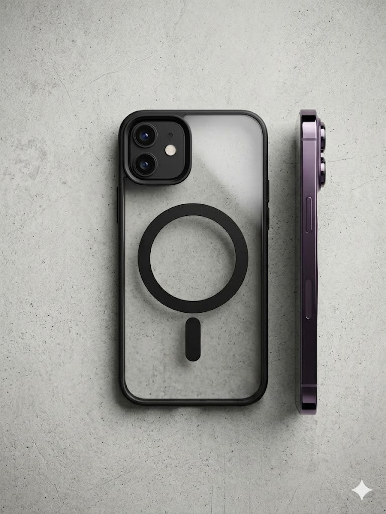 Luxury Transparent Black Case for iPhone 14 | Crystal Clear Shockproof Back Cover | Anti-Yellowing Slim Fit Protective Case | Wireless Charging Support | Camera Protection | Premium TPU Bumper Case