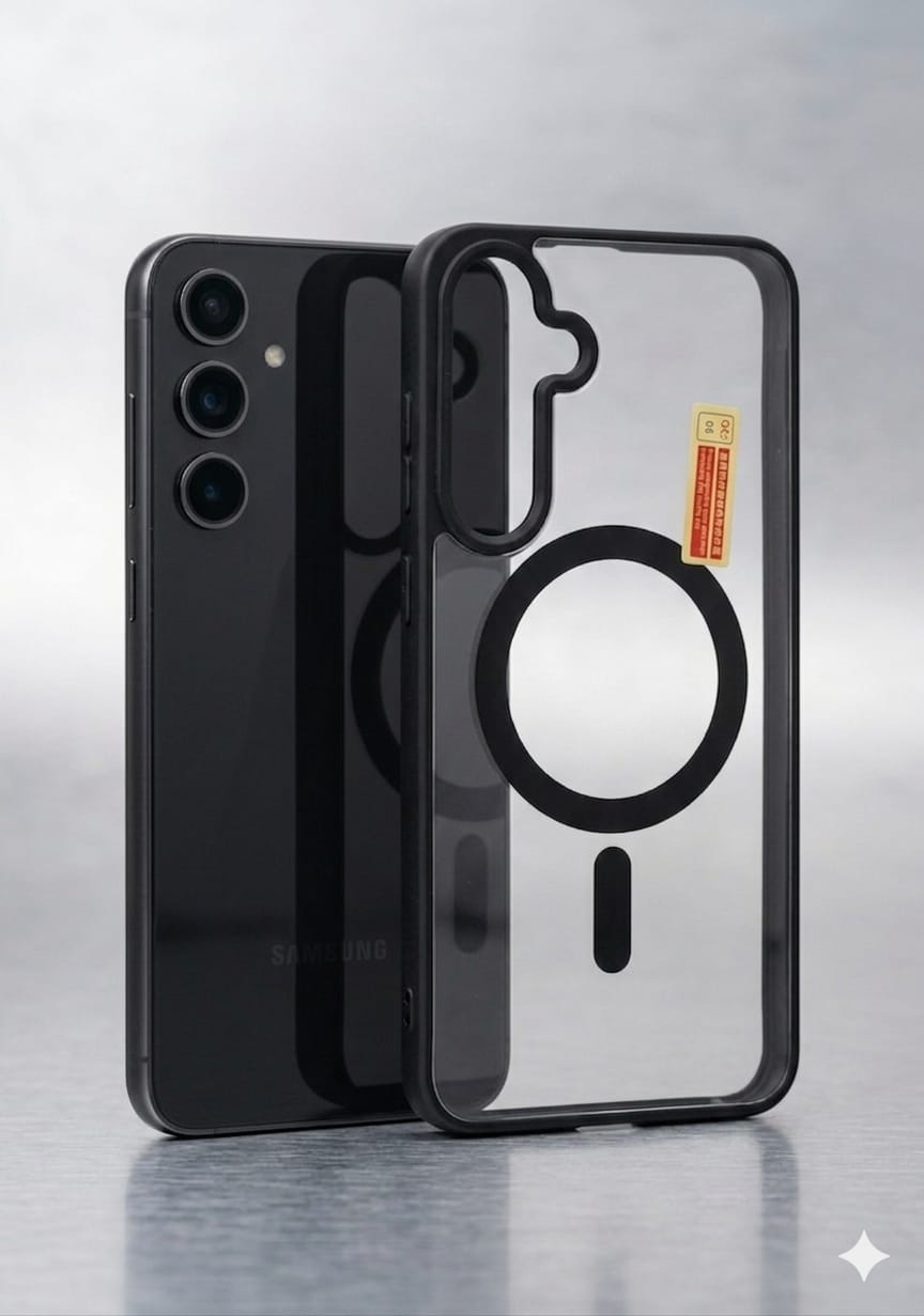 Transparent Matte Black Back Cover for Samsung Galaxy S24 FE | Shockproof Slim Case | Anti-Fingerprint | Scratch Resistant | Wireless Charging Compatible | Premium Protection