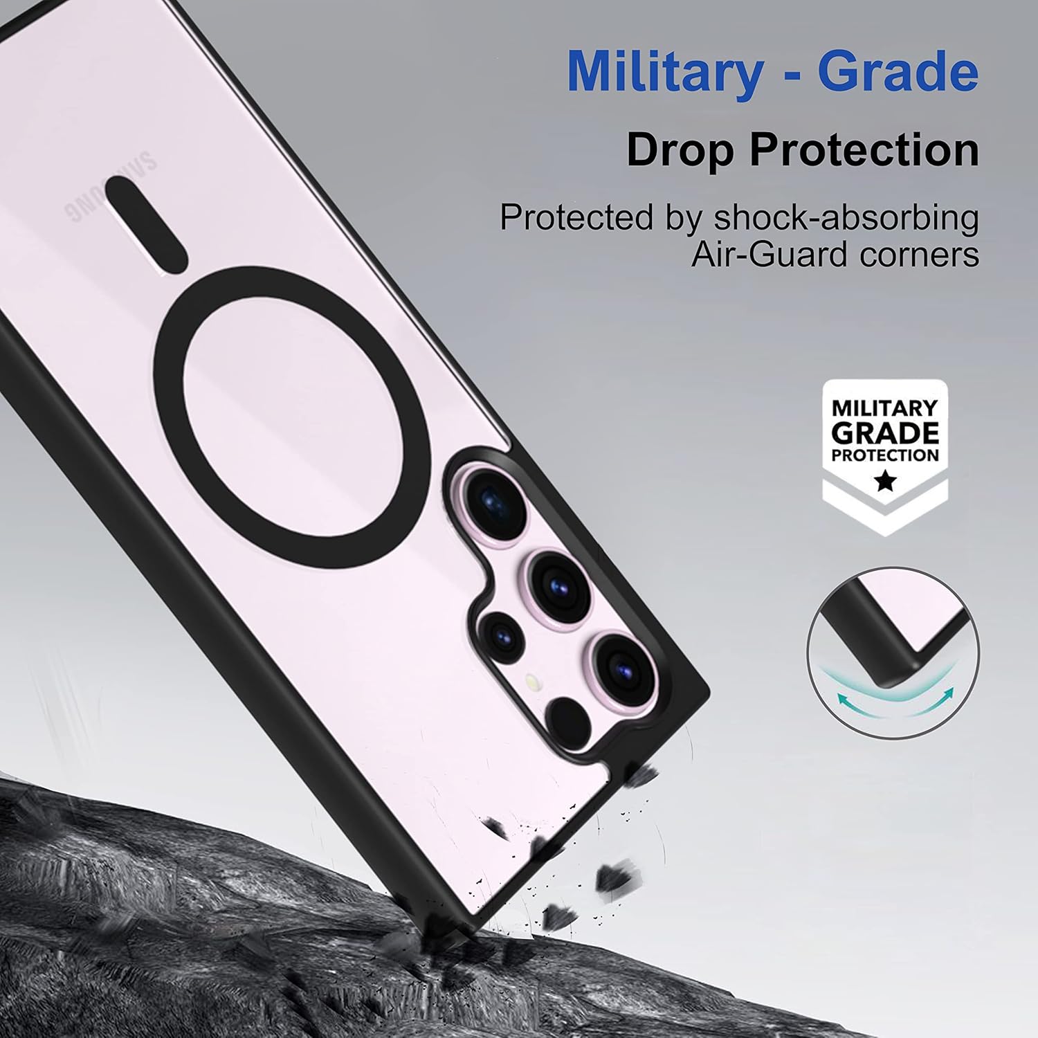 Samsung Galaxy S25 Ultra Back Cover – TransPrime Black Luxury Finish | Shockproof Protective Case | Anti-Fingerprint Matte Design | Wireless Charging Support | Full Protection Slim Fit Cover