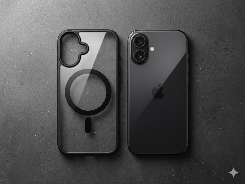 Premium Transparent Black Back Cover for iPhone 16 | Shockproof Slim Fit Case | Anti-Yellowing Crystal Clear Design | Wireless Charging Support | Camera & Screen Protection
