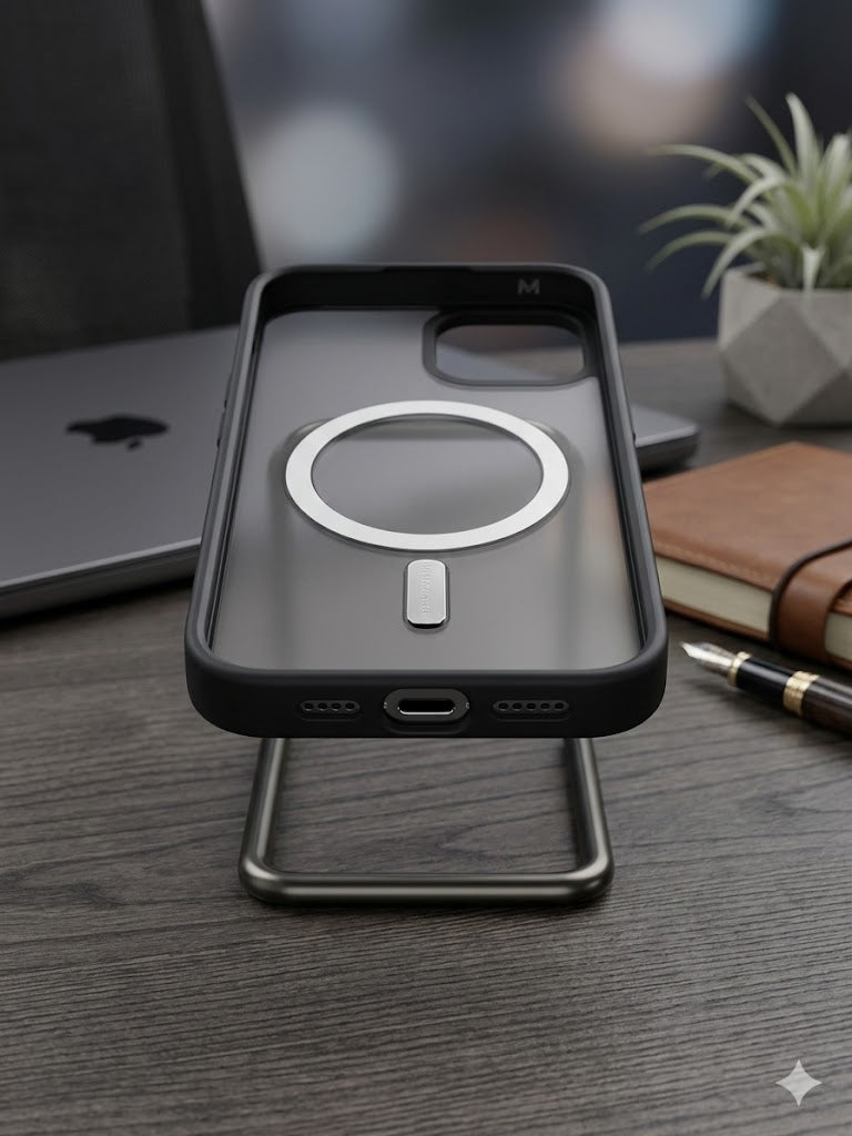 Premium Transparent Black Back Cover for iPhone 16 | Shockproof Slim Fit Case | Anti-Yellowing Crystal Clear Design | Wireless Charging Support | Camera & Screen Protection