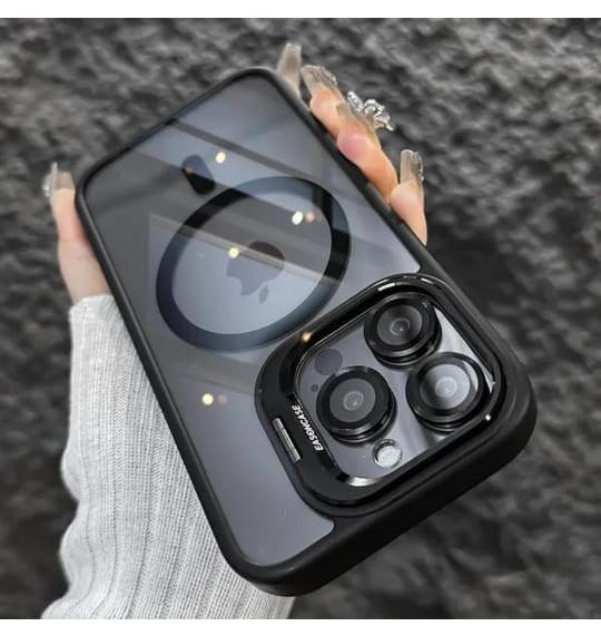 Premium Transparent Black Case for iPhone 15 Pro Max | Shockproof Slim Fit Back Cover | Anti-Yellowing Crystal Clear Design | Wireless Charging Support | Full Camera & Edge Protection